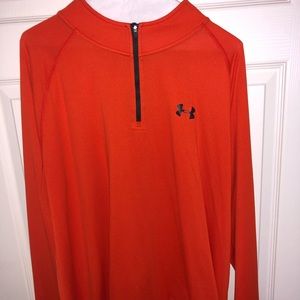 Orange Under Armour pull over, quarter zip